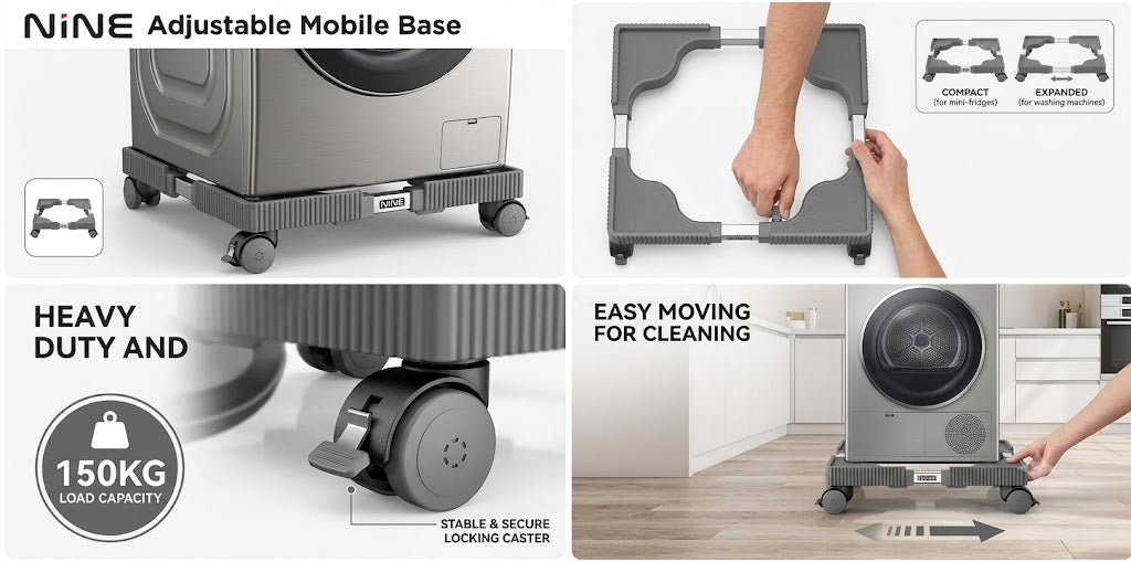 Heavy-Duty Adjustable Stand for Washing Machines & Refrigerators
