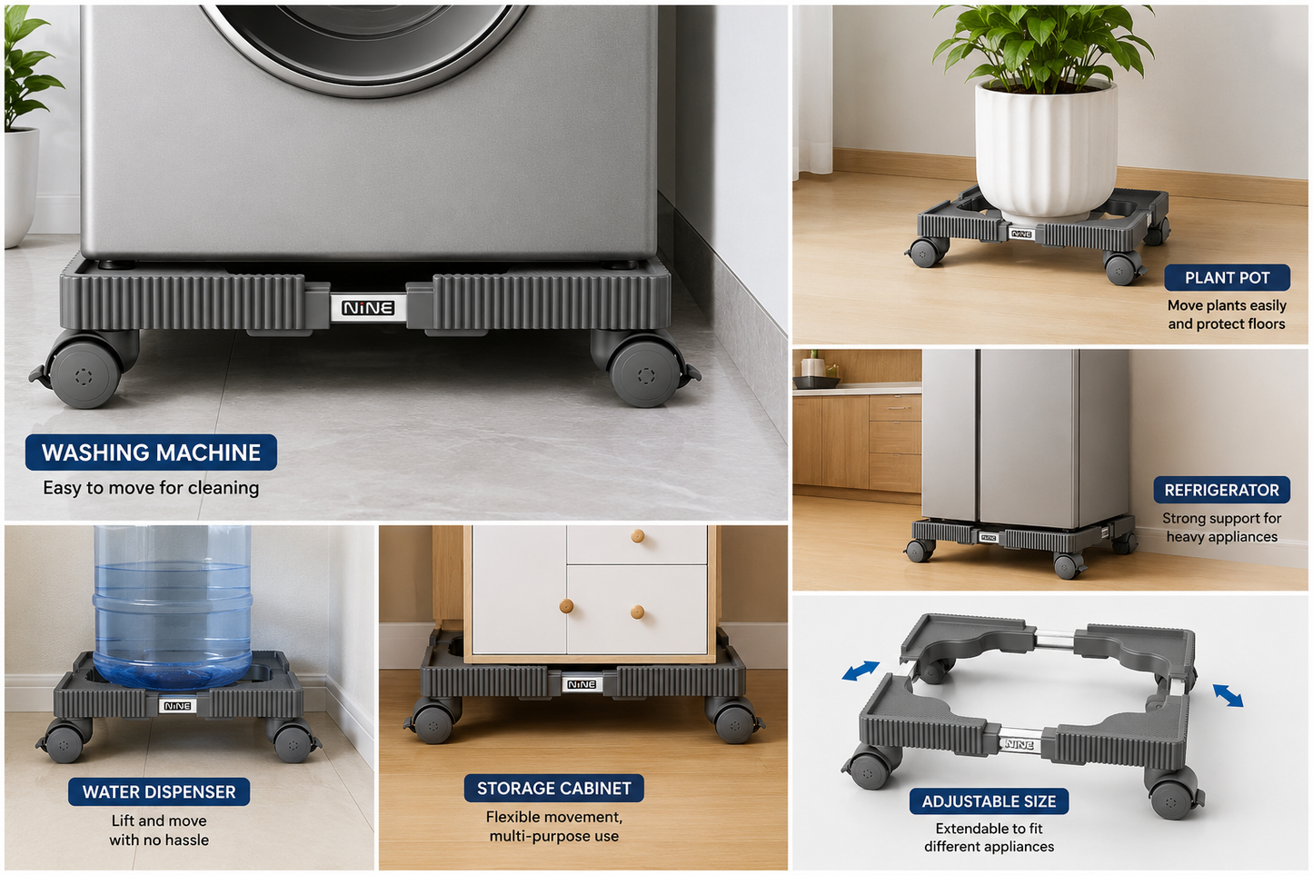 Heavy-Duty Adjustable Stand for Washing Machines &amp; Refrigerators